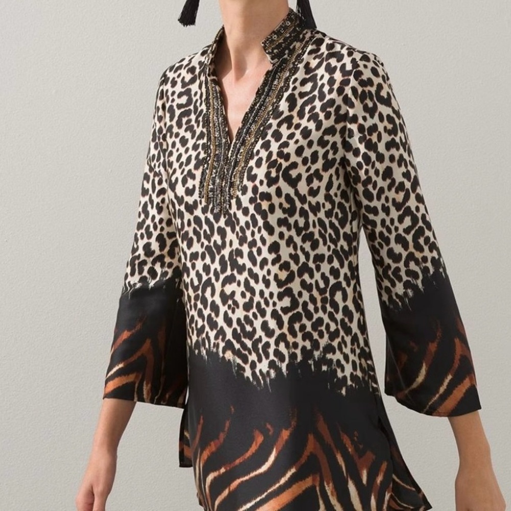 Chico’s Embellished Animal Print Tunic